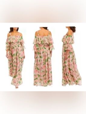 Taylor Off the Shoulder Solid Organza Fit and Flare Dress Size 10